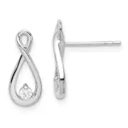 Sterling Silver Rhodium-Plated Polished Cz Infinity Post Earrings