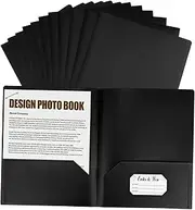 Parliky 12pcs Letter-Size Folders Pockets Business Card Slots Office File Organizers Document Holders Black