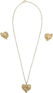 [TEMPNAP] Elegant Set of Geometric Heart Jewelry for Women Necklace Earrings for Valentine's Day