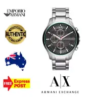 NEW EMPORIO ARMANI EXCHANGE HAMPTON CHRONO AX2163 SILVER/BLACK/GREEN MENS WATCH