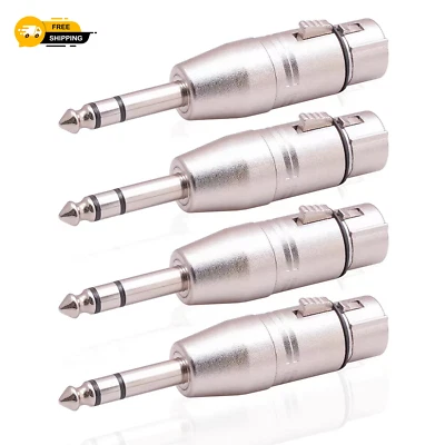 4 Pack XLR Female to 1/4" TRS Adapter, Balanced Quarter Inch...