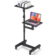 Facilife 2 Shelves Projector Stand Tripod Mobile Laptop Cart on Wheels Projec...