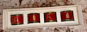 Pier 1 Imports Holiday Napkin Rings Set of 4 Enamel Brass Tree Deer Red Green
