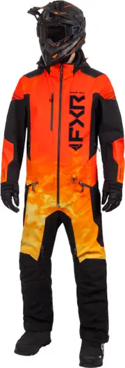 FXR Helium Lite 2025 1-piece Snowmobile Suit, black-orange, Size S for Men Black Orange