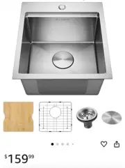 Kitchen Bar Sink Drop In/Under Mount 17x19x9 Inch 304 Stainless Steel