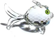 JinshiY Clear Crystal Glass Goldfish Animal Figurines Miniature Hand Made Modern Craft Home Decor Accessories Kids Love