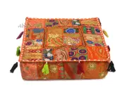 Orange 18X18X5" Square Patchwork Floor Decorative Cushion Cover Unfilled Pillows