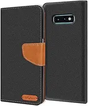 Verco Compatible with Samsung Galaxy S10e Case, Protective Case for Galaxy S10e, Denim Textile Book Case, Flip Case, Black