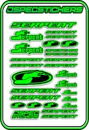 RC STICKERS MODEL CAR SERPENT RACING BRUSHLESS F1 1/10 DRIFT 1/8 BUGGY GREEN B
