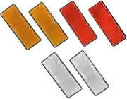 EZONEDEAL 6 Pcs Rectangular Stick-On Safety Spoke Reflective Self-Adhesive Reflector For Gate Posts,Cars, Trailer, Motorcycle, Trucks, Boat, Bicycle, Bike, Red, Amber, White Trailer Reflectors