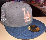 Los Angeles Dodgers Mocha Coffee Peach Two Tone Size 7 1/8 Fitted Hat New Era