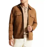 Ted Baker London Men's Theirry Suede Zip Shacket Pocket Shirt Jacket Camel 2XL