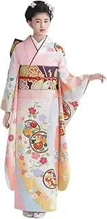 [JIMINISO] Geisha Kimono Robe Vintage Japanese Traditional Kimono Yukata with OBI Women Festival Stage Dress Elegant Prom Costume