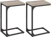 VASAGLE C-Shaped End Table Set of 2, Small Side for Greige + Black
