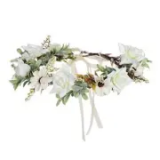 Leaf Flower Crown Garland Headpiece - Hair Floral Wreath Cream white