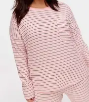 NWT LADIES PETER ALEXANDER FUZZY STRIPE PYJAMA TOP PLUS SIZE 3+ / AU 24 - 26