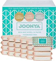 Joonya Baby Wipes - Non-Toxic, Biodegradable Baby Wipes for Calm, Healthy Skin - Fragrance Free - Bulk 24 Packs of 80 (1920)