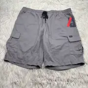 NWT Marc Ecko Cut & Sew Men's XL Gray Twill Pull On Cargo Shorts