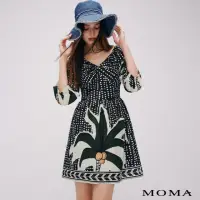 在飛比找momo購物網優惠-【MOMA】渡假風椰林印花洋裝(綠色)