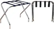Harbour Housewares Folding Metal Luggage Racks - Chrome - Pack of 2 - Portable Folding Single Tier Home Bedroom Suitcase Foldable Suit Case Holder Travel Chest Storage Stand