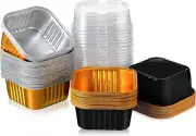 120 Sets Mini Loaf Pans with Lids 150 Ml 5 Oz Aluminum Foil Baking Pans Disposab