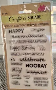 HAPPY WORD Theme 21pc Clear Stamp Set With 2 Vintage Stickers Card Making
