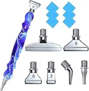LIBIFUN 14pcs Metal Screw Thread Tips Diamond Painting Pen Kits, a Diamond Art Pen, 6pcs Tips, 6 Glue Clays, 5D Diamond Painting Accessories Tools for DIY Craft, Comfort Grip and Faster Drilling Blue