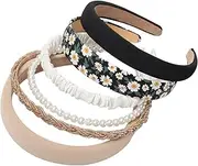 6 Pack Retro Headbands for Women,anti Slip Flower Hair Band,cute Pearl Headband,hair Accessories for Women,women's Accessories Suit