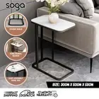 SOGA 30x50x58cm White Ceramic Sofa Side Square Mini Table w/ Black Metal Legs