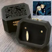 BLACK WOODEN OCTAGON MUSIC BOX : HOWLS MOVING CASTLE