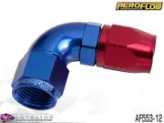 AEROFLOW RED/BLUE ONE PIECE CUTTER FULL FLOW SWIVEL 90° HOSE END -12AN AF553-12