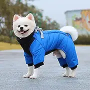 Winter Dog Coat with Leg D-Ring Waterproof Reflective Costume Puppy Dog Jacket Outfits Windproof Snowsuit Warm Cotton Lined Winter Clothes for Small Medium Dog