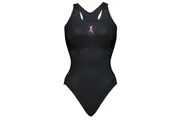 Pink Ribbon Black Nylon Ladies One-Piece Bathers Size 16