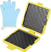 Microwave Toastie Sandwich Maker, Micro Munchy Microwave Toastie Maker with Gloves, Quick Cooking Microwavable Toastie Maker, Microwave Panini Maker for Toast Making Waffle Making (Yellow)