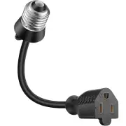 E26/E27 Light Socket Adapter with 3 Prong Outlet & 7" Extension Cord - 125V