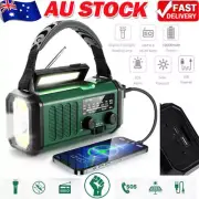 10000mAh Crank Radio Emergency Solar Wind Up Hand Crank LED Flashlight Alarm AU