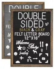 Double Sided Felt Letter Board 12”x16”with Rustic Vintage Frame,1113 White&Go...