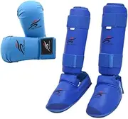 Hellery Karate Sparring Gear Set Accessories Training Equipment Gloves Shin Guards for Muay Thi