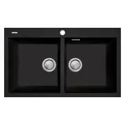 OLIVERI Santorini Double Bowl Topmount Sink - Matte Black ST-MB1564OF