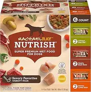 Rachael Ray Nutrish Premium Natural Wet Dog Food, Savory Favorites Variety Pack, 8 Ounce Tub (Pack of 6)