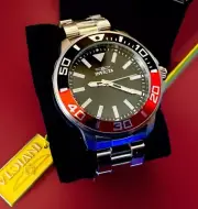 Invicta Pro Diver Men's Stainless Steel W/Black/Red Bezel New In Box 46mm-#2166