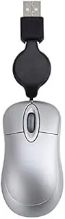 Mini USB Wired Mouse Retractable Cable Small Mouse 1600 Optical Travel Mice for 98 2000 XP Vista Ve (Silver)