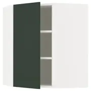 METOD corner wall cabinet with shelves, white/Havstorp deep green, 68x37x80 cm