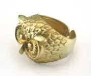 Owl Ring Adjustable Ring Raw Brass (20mm 10.5US inner size) 2870