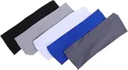 [Abaodam] 5pcs Boys Headband: Athletic Sweatbands Kids Sports Wicking Breathable Headband Elastic Hairbands for Girls Boys Football Basketball Running Exercise