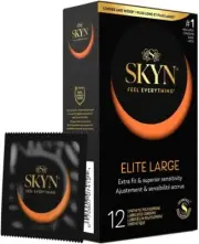 SKYN Elite Large Non-Latex Lubricated Condoms, 12 Count, Longer and Wider