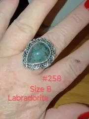Black Labradorite Blue Flash Marked 925 Size 8 Ring