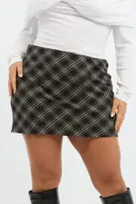 Black Check Mini Bias Skirt