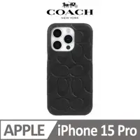 在飛比找PChome24h購物優惠-【COACH】iPhone 15 Pro 真皮手機殼 黑色壓