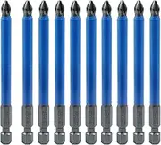 Auvotuis 10Pcs Magnetic Anti Slip Phillips Screwdriver Bits 3-1/2 Inch, PH2 Phillips Bits Set 1/4" Hex Shank (PH2 x 90MM)